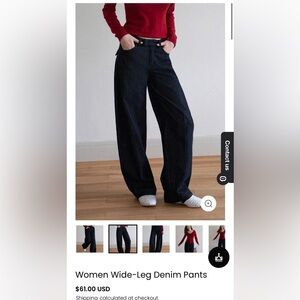 Black Wide-Leg Denim Pants